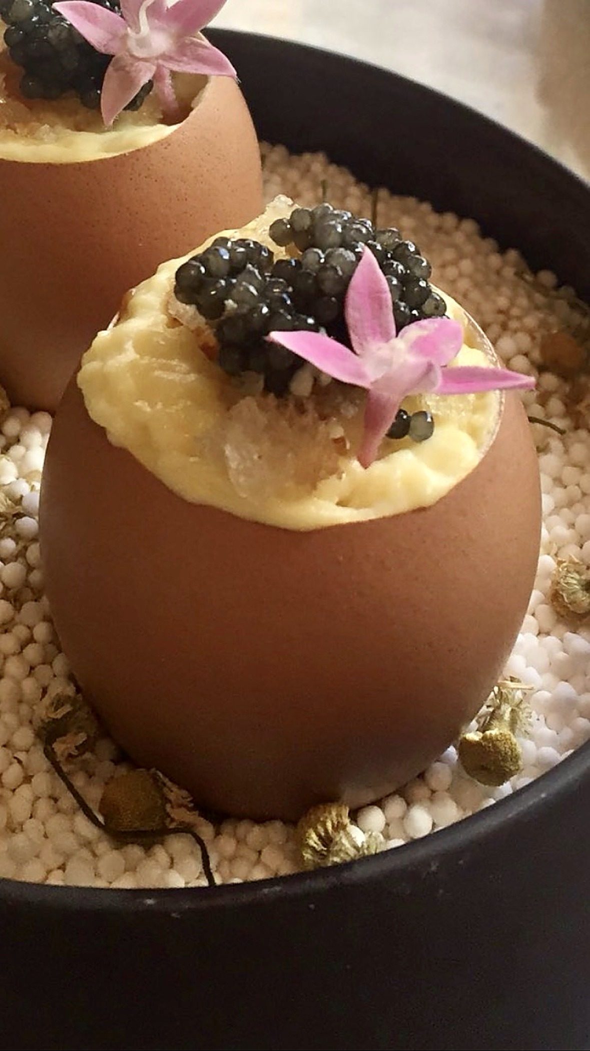 Caviar served in eggshell