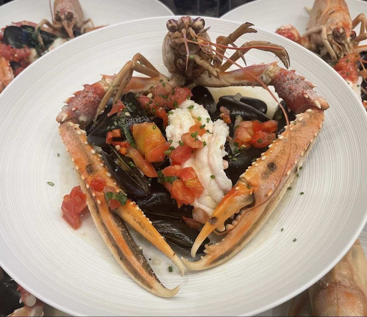 Langoustine with mussels and tomato