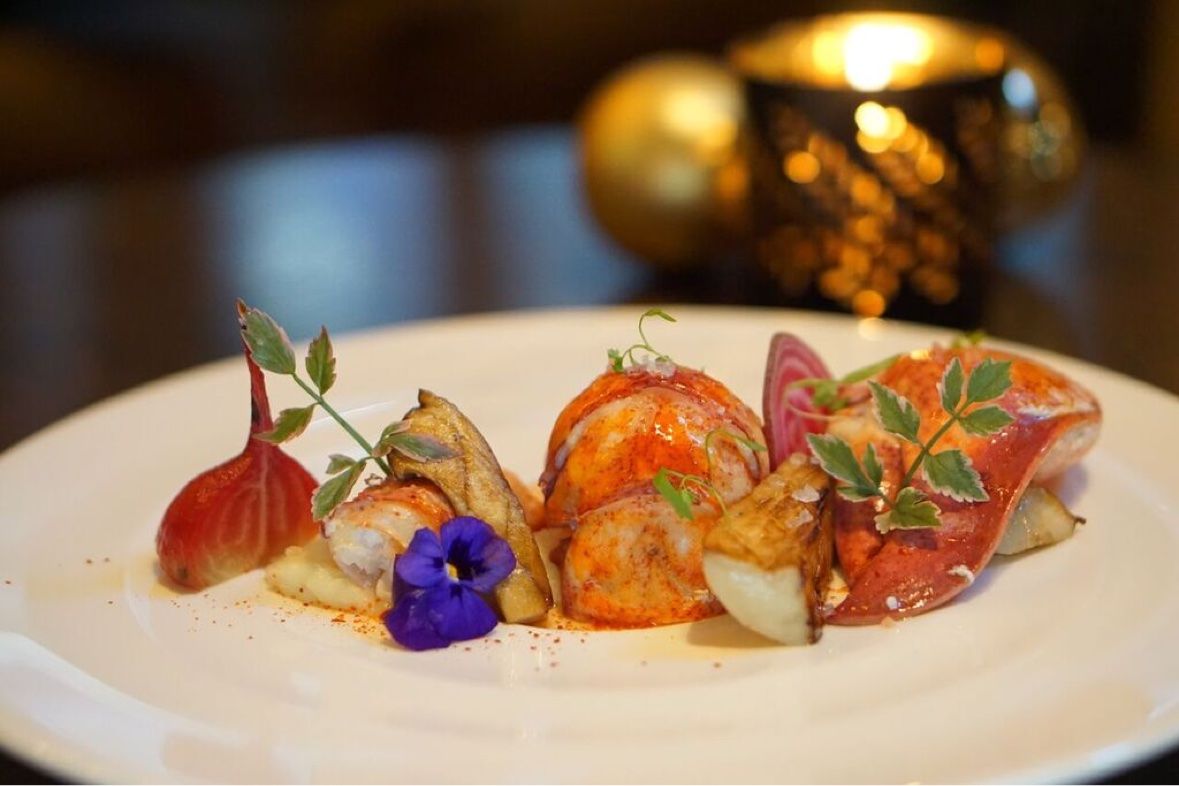 Butter poached lobster with beetroot
