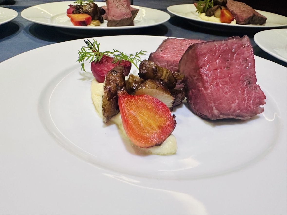Beef short rib with beets and parsnip