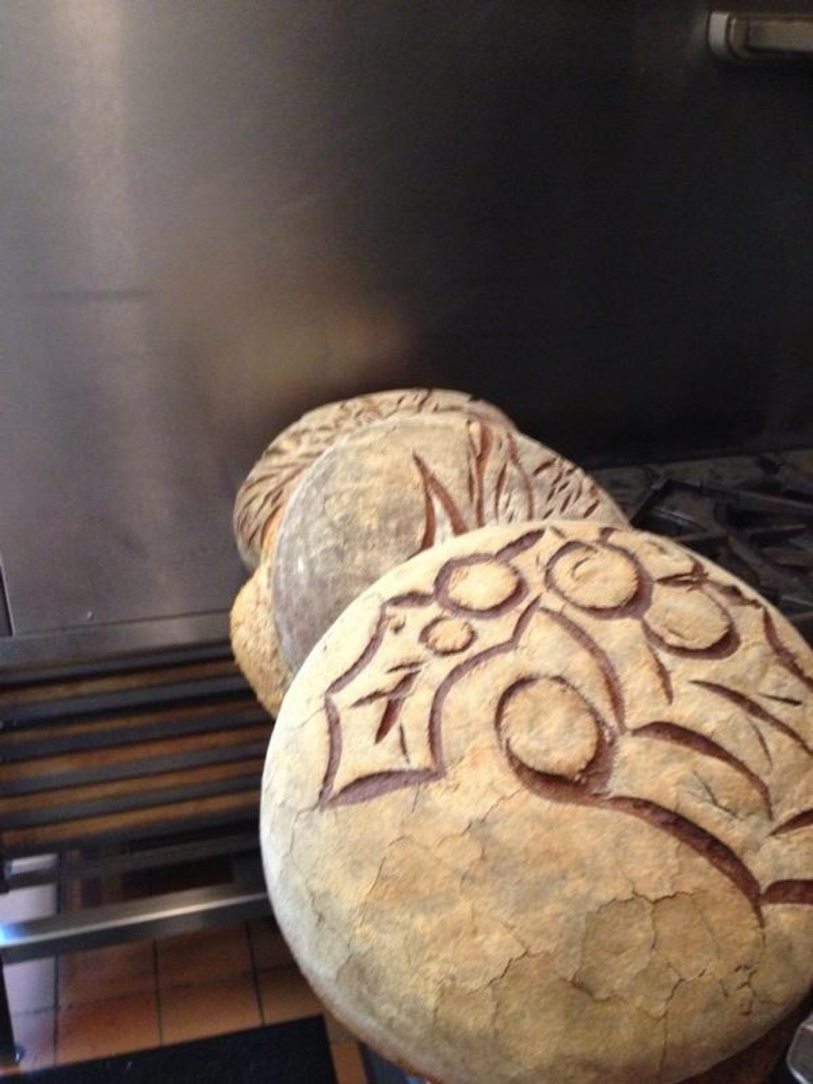 Hand scored artisan sourdough loaves