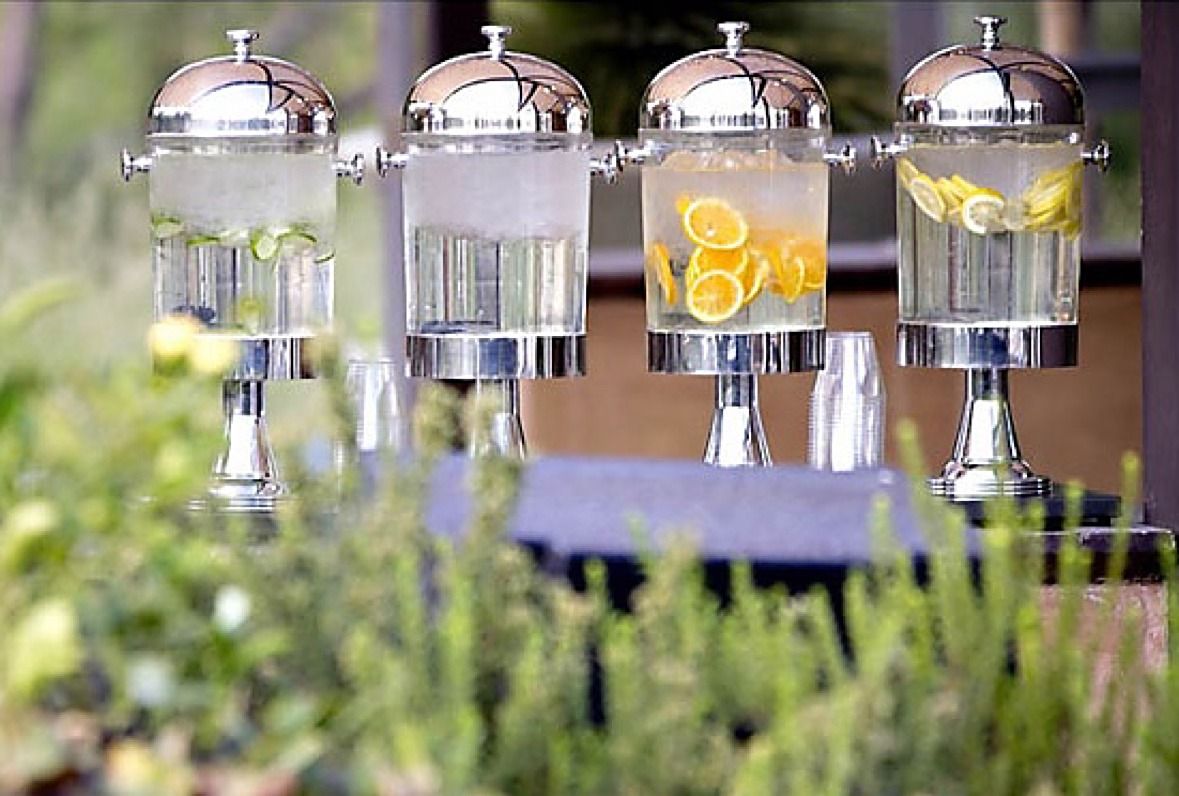 Infused water dispensers with citrus and cucumber