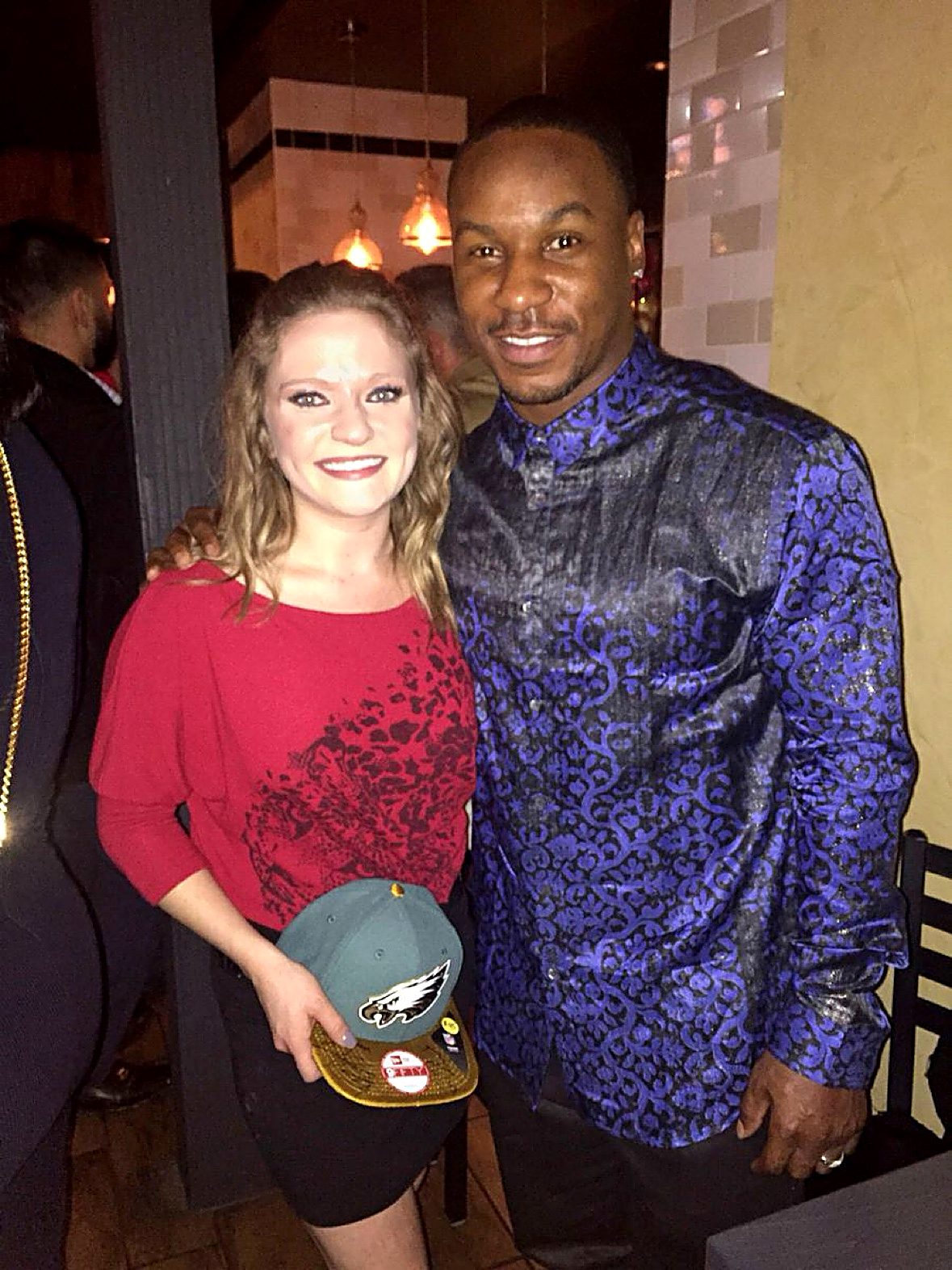 Event night in Philadelphia with an Eagles cap