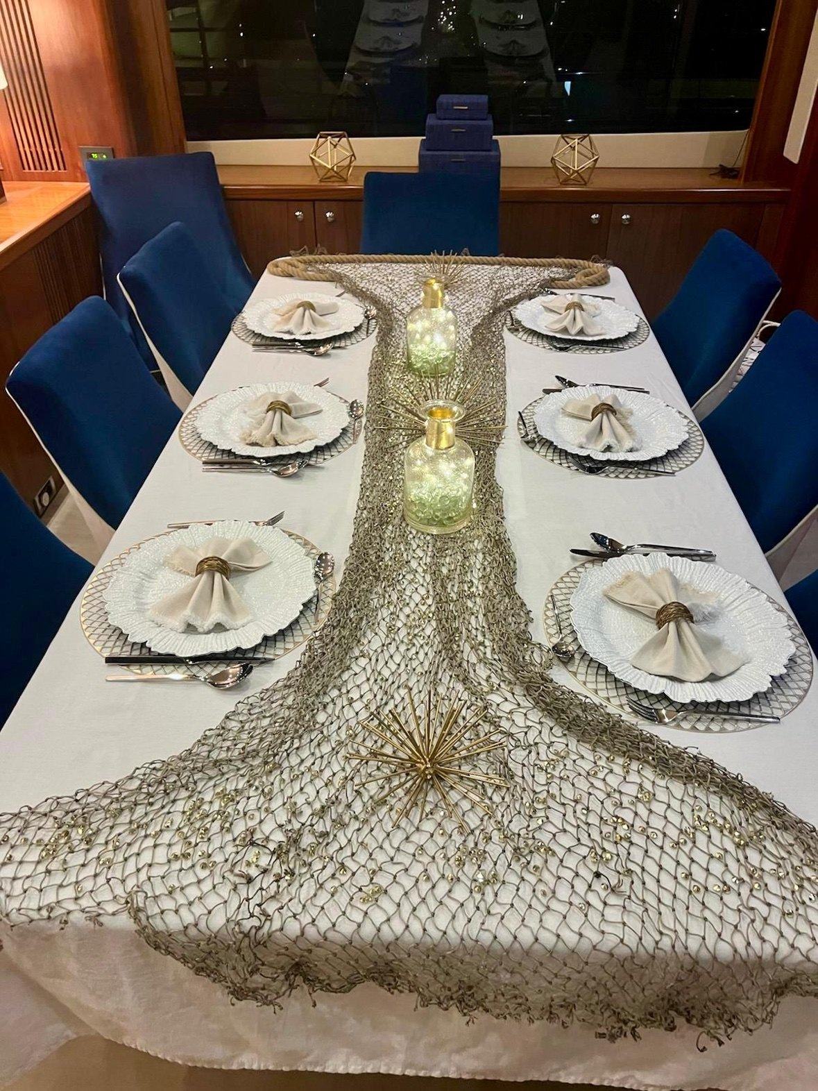 Interior dining table with runner detail