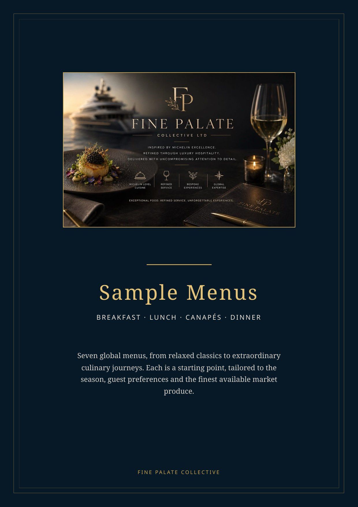 Fine Palate Collective sample menus cover