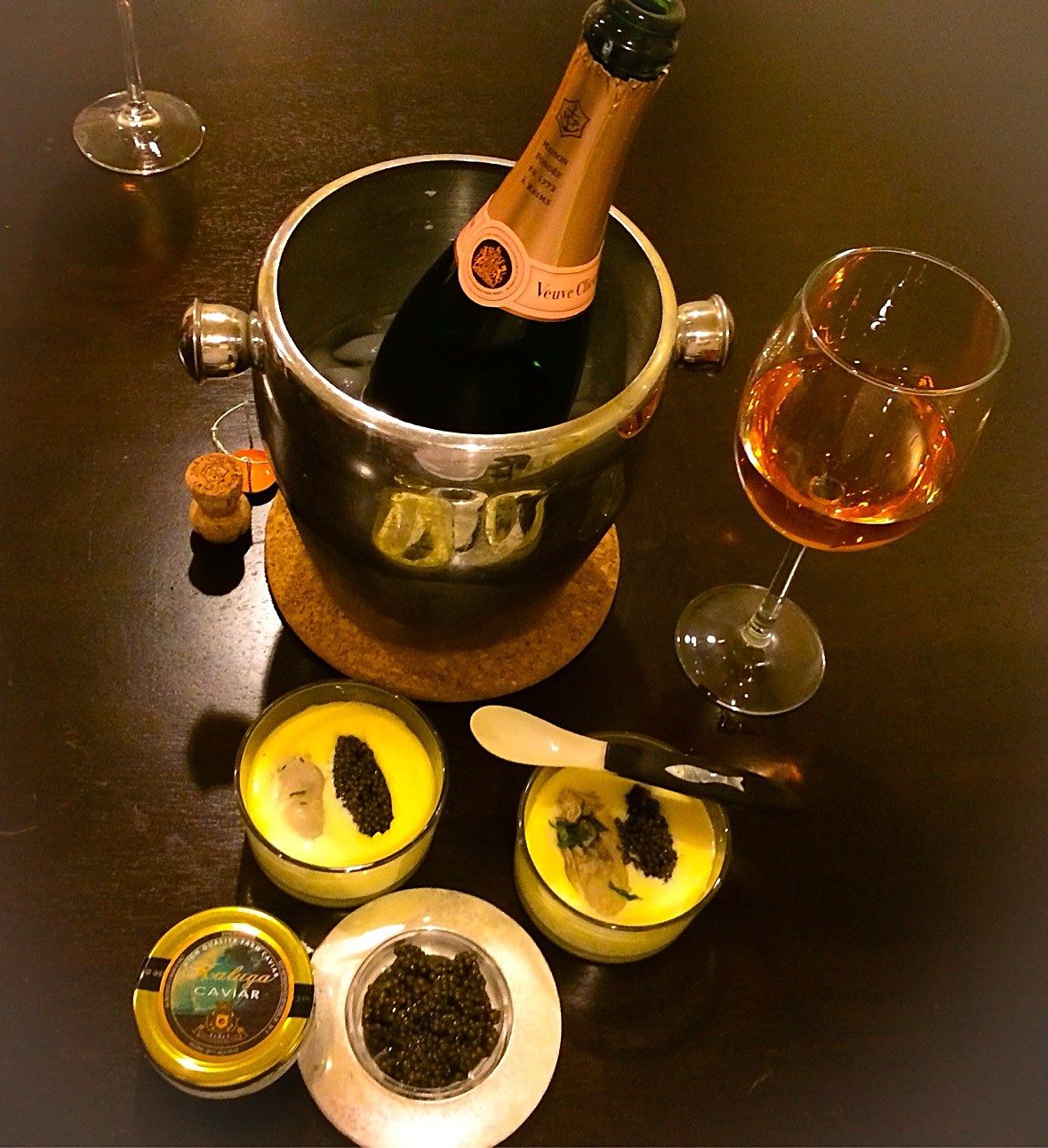 Champagne and caviar service