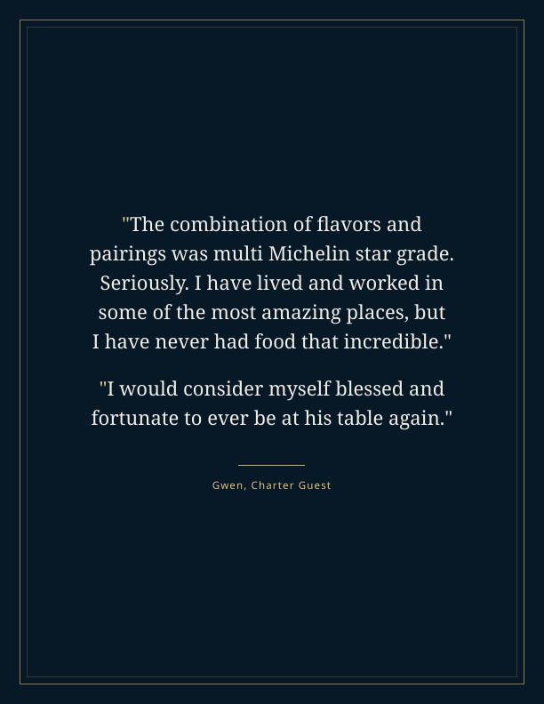 Reference from Gwen, charter guest