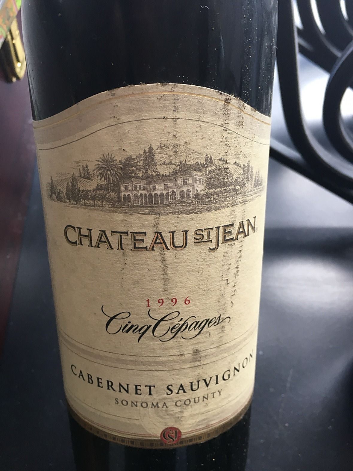 Chateau St. Jean Cinq Cepages 1996 label close up